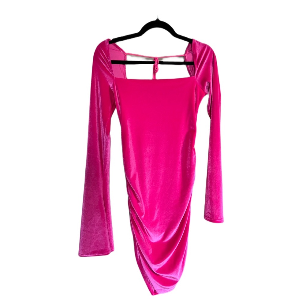 LUCY IN THE SKY hot pink velvet dress